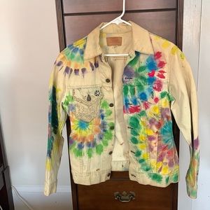 Vintage 1986 hand painted Marilyn Monroe tie dye Levi jacket